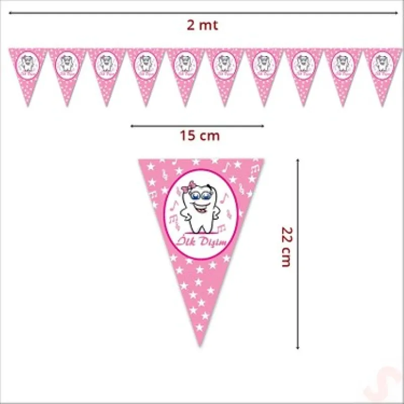 İLK DİŞİM ÇIKTI ÜÇGEN FLAMA PEMBE