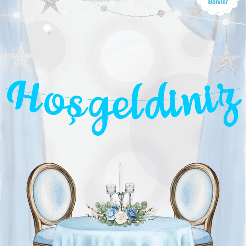 KALOGRAFİ HOŞGELDİNİZ UZAR YAZI MAVİ